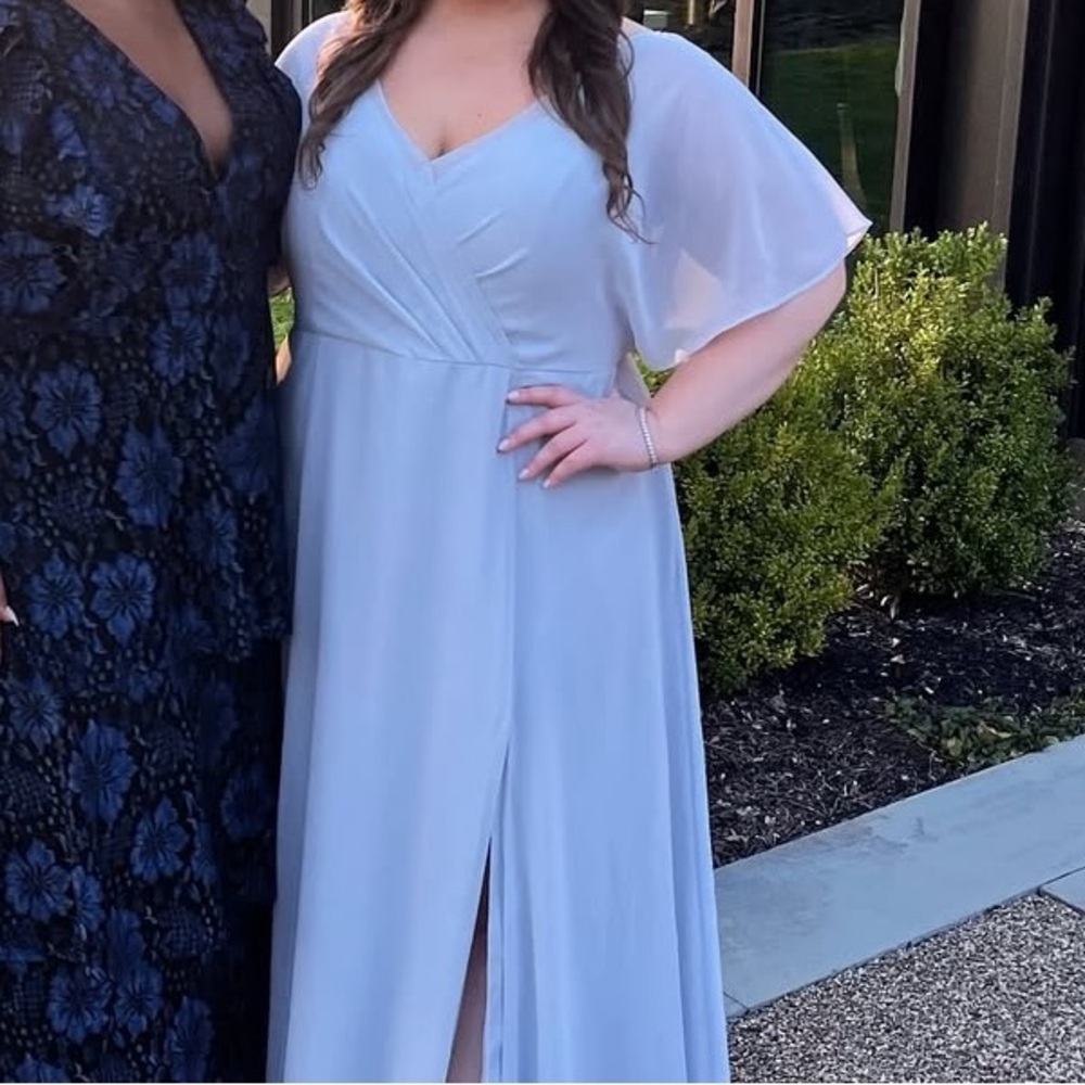 Light blue bridesmaid dress short sleeves worn once Jenny yoo